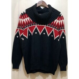 Ralph Lauren Women Cowl Neck Sweater 1X Nordic Fair Isle Wool Blend Southwestern